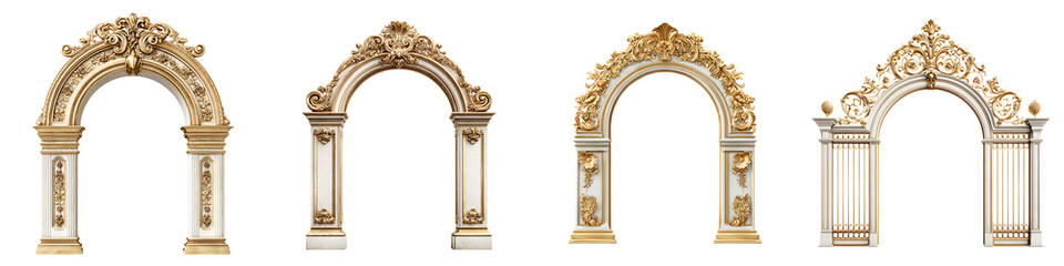 Naklejka premium Ornate Baroque Arches: Architectural Detail on White Background