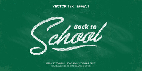 Back to School Lettering Editable Text Effect On Green Board Background Premium