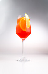 Red cocktail. On a white background.