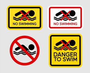 No Swimming Warning Signs Set