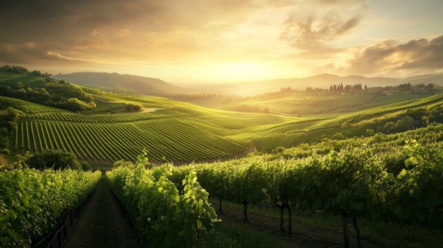 Sunset vineyard exploration napa valley landscape photography serene environment wide-angle view nature's beauty unfolded