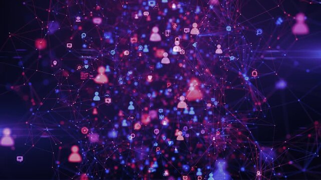 Mobile devices linking apps across interactive network animation