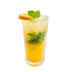 Orange and Basil Mojito Cocktail on a Transparent PNG Background