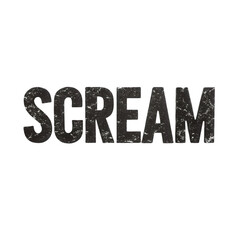Halloween scream text with grunge effect on transparent background creates spooky and dramatic atmosphere for seasonal design projects