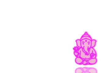 Minimal 3D line art of Lord Ganesha in pink on a white background, representing blessings, wisdom, and prosperity with a modern spiritual touch.