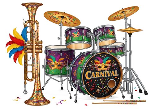 Carnival drum set and trumpet