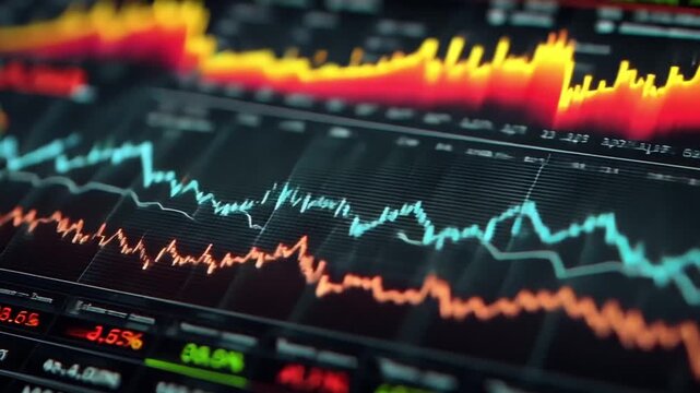 Digital numeric indicators and motion fluctuating graphs