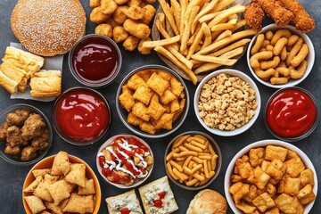 Assorted unhealthy processed foods