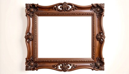 Vintage Ornate Wooden Picture Frame with Intricate Carvings.