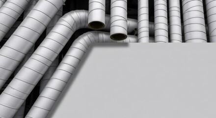 Multiple heating pipes with blank copy space. Industrial distribution system concept. Energy infrastructure background for engineering designs.