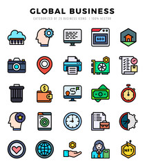 icons set. Global Business for web. app. vector illustration.