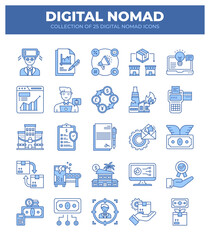 Digital Nomad Icons. Ultimate Guide to Remote Work and Online Business