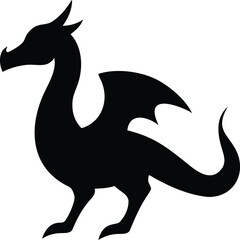 Fototapeta premium black dragon silhouette, fantasy creature, winged beast, mystic serpentine figure, dark shadowy form, ethereal dragon-like shape 