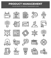 Fototapeta premium Product Management Icons: 25 Essential Icons for Business Strategy and Planning