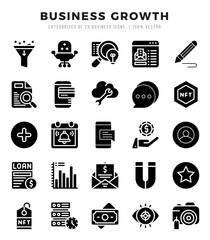 Business Growth icons set. Collection of simple Glyph web icons.