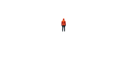 Person in an orange jacket standing alone in the dark a symbol of isolation and solitude