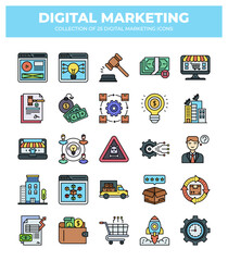 Collection of 25 Digital Marketing Icons: Boost Your Business with Engaging Visuals