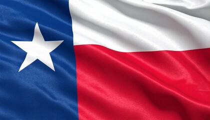 Naklejka premium Texas state flag with vertical blue stripe and white star on left, horizontal white and red stripes on right, symbolizing Lone Star identity and independence.