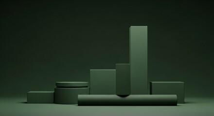 Elegant minimalist green geometric shapes for product display and design