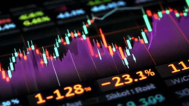 Digital numeric indicators and motion fluctuating graphs