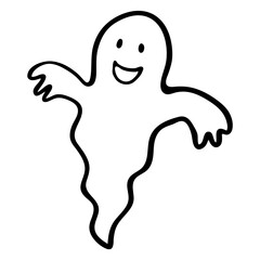 Doodle Halloween ghost illustration.