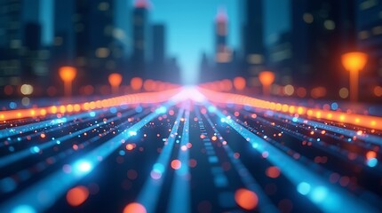 Futuristic city lights abstract background wallpaper high tech data stream art