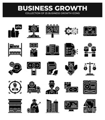 Collection of 25 Business Growth Icons: Boost Your Business with Strategic Planning and Marketing