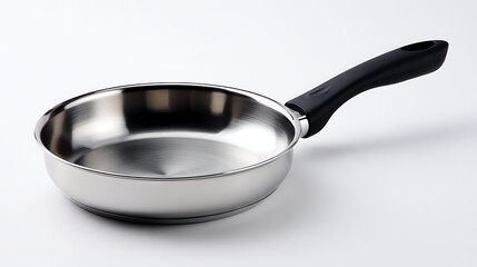 stainless steel pan on white background