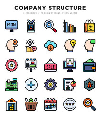 Set of Company Structure Icons Lineal Color icons collection.