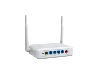 Wi-Fi router featuring external antennas for enhanced connectivity and signal strength
