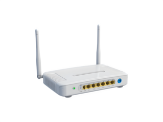 Wi-Fi router featuring external antennas for enhanced connectivity and signal strength

