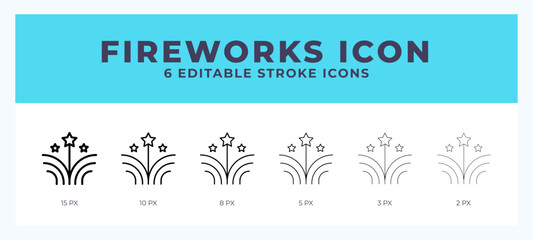 Fireworks line icon symbol. Logo. Icon vector illustration with editable stroke.