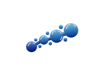 Dynamic 3D blue spheres connected in a chain, representing connection and data flow