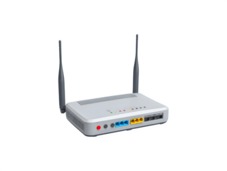 Wi-Fi router featuring external antennas for enhanced connectivity and signal strength
