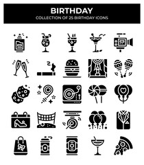 Birthday Icons. 25 Festive Party Elements