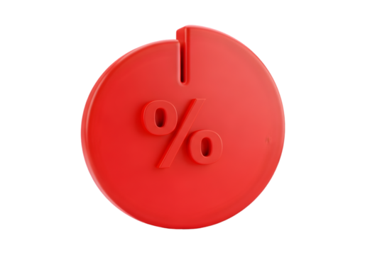 Dynamic 3D percentage symbol representing financial growth, sales, or marketing success