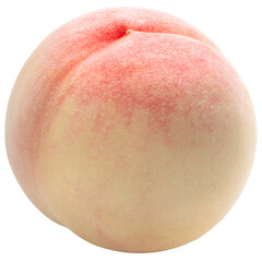 Fototapeta premium Cream Peach isolated on white background, Fresh White Peach on White Background With clipping path, High resolution photography PNG File.