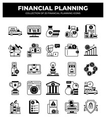 Collection of 25 Financial Planning Icons: A Visual Guide to Business and Finance