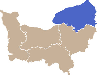 Illustration carte de la région Normandie avec département Seine-Maritime mis en lumière