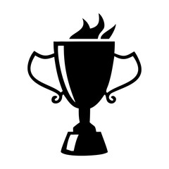 Trophy cup icon on white background. Winner trophy cup sticker icon. Square Button with Trophy. First place cup award icon. Prize for winner.