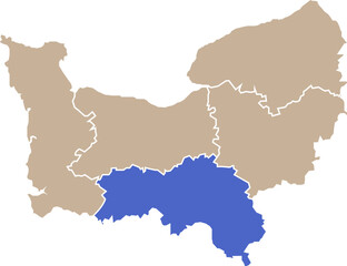 Fototapeta premium Illustration carte de la région Normandie avec département Orne mis en lumière