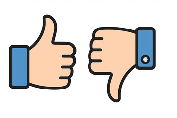 Thumb Up and Thumb Down Icon Set, Like and Dislike Symbols, Social Media Feedback Vector Illustration with Transparent Background, Cartoon Style, Ordered Set 4