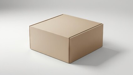 Obraz premium Simple cardboard box with a smooth finish, set against a clean white background, perfect for packaging, shipping, or storage in diverse commercial uses