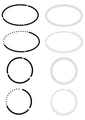 モノクロの途切れた円形のシンプルフレームセット