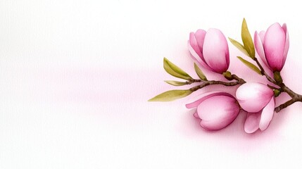 Obraz premium Watercolor Painting Magnolia blossom flower wallpaper. Botanical artwork floral aquarelle bloom magnolia painting backdrop petal flora design springtime watercolor image