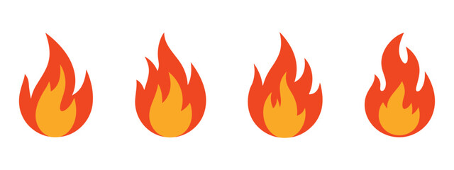 Four cartoon flames isolated on white background