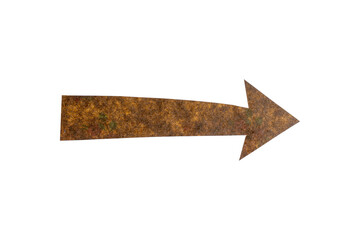 Isolated Arrow Image with Rusty and Weathered Texture on White Background