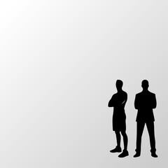Silhouette of two men standing together business and casual lifestyle concept