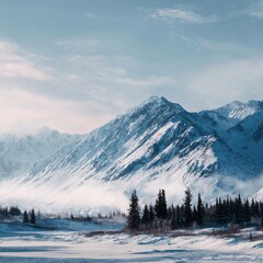 Obraz premium tranquil Alaska snowy mountain landscape