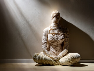Wrapped figure in soft light promoting emotional awareness and mindfulness
Symbolic human form encouraging reflection and inner peace in young minds